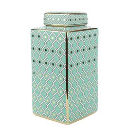 Potiche Porcelana Verde/Dourado