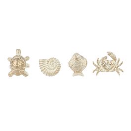 Argola De Guardanapo Mar Alumínio Branco e Dourado