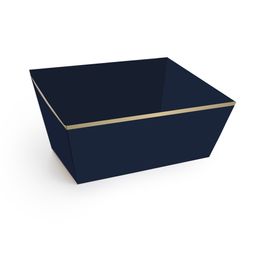 Cesta De Cartao Trapezio Liso Azul / Ouro