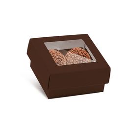 Caixa Para Docinho Com 12 Unidade Com Forminha Liso Marrom