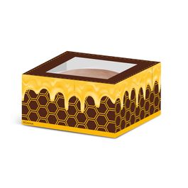 Caixa para Pão de Mel Com 1 Unid Favo Marrom / Amarelo