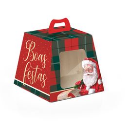 Caixa Mini Panetone com Visor Noel Boas Festas Colorido