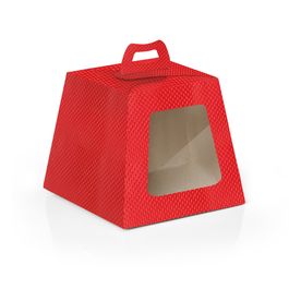 Caixa Mini Panetone Com Visor Liso Vermelho