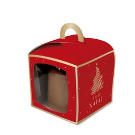 Caixa Para Panetone Arco de Natal Com Visor Lines Colorido