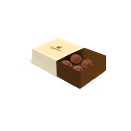 Caixa Luva Com Puxador Para 9 Docinhos Collection Brigadeiro Amarelo / Marrom