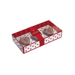 Caixa Para 3 Corações Lapidado Com Cinta Te Amo Hoje Vermelho / Ouro / Branco