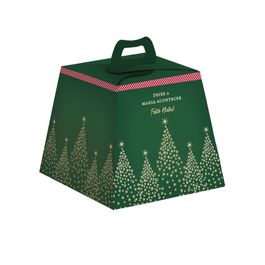 Caixa Panetone Magic Verde Ouro e Vermelho