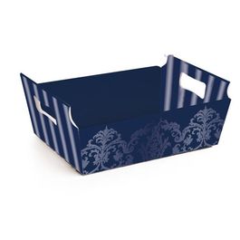 Cesta de Cartão Adamascado Azul