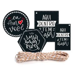 Kit Fechamento para Presente Liso Preto / Branco / Vermelho
