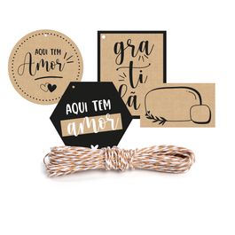 Kit Fechamento para Presente Para Você Pardo / Preto