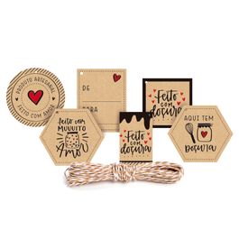 Kit Fechamento Kraft Doçura Preto / Vermelho / Branco