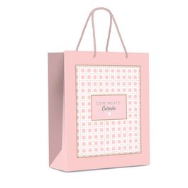 Sacola Premium Paglia Rosa Rosa / Ouro