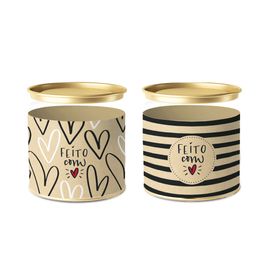 Lata para Doces Feito Com Amor Preto / Branco / Vermelho