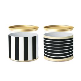 Lata para Doces Listras Preto / Branco / Ouro