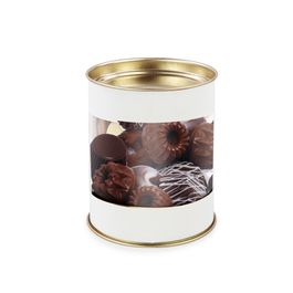 Lata para Doces com Visor Liso Branco