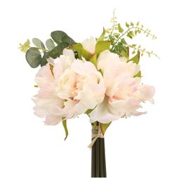 Buquê de Peônias c/ Folhas - Branco / Rosa / Verde (Flores e Galhos Permanentes)