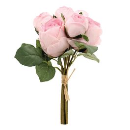 Buquê de Rosas c/ Folhas - Rosa / Verde (Flores e Galhos Permanentes)