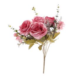 BUQUÊ DE ROSAS E MARGARIDAS X4 43 CM - ROSA