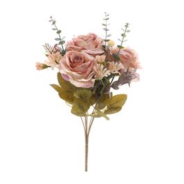 BUQUÊ DE ROSAS E MARGARIDAS X4 43 CM - ROSA ANTIGO
