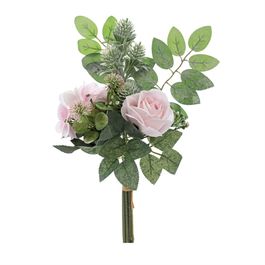 RAMALHETE DE ROSAS E HORTÊNSIAS X2 35 CM - ROSA CLARO