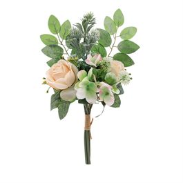 RAMALHETE DE ROSAS E HORTÊNSIAS X2 35 CM - CHAMPAGNE