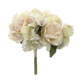 RAMALHETE ROSAS E HORTENSIAS X4 33 CM - CREME
