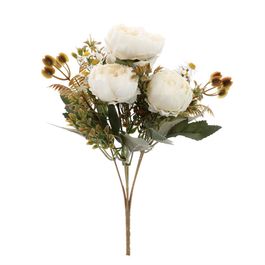 BUQUÊ DE PEÔNIAS X6 30 CM - BRANCO