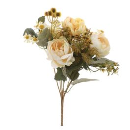 BUQUÊ DE PEÔNIAS X6 30 CM - AMARELO