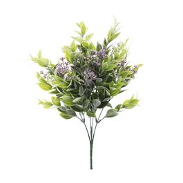 PICK DE FOLHAS E SEMENTES NEVADAS X5 38 CM - VERDE / LILÁS