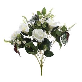 BUQUÊ DE LÍRIOS E ROSAS X12 56 CM - BRANCO