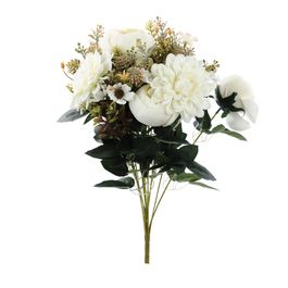 BUQUÊ DE CRISÂNTEMOS E ROSAS X13 50 CM - BRANCO