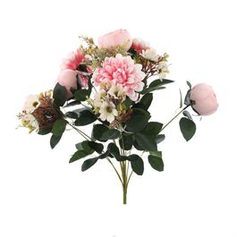 BUQUÊ DE CRISÂNTEMOS E ROSAS X13 50 CM - ROSA CLARO