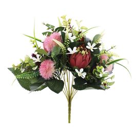 BUQUÊ DE PROTEAS E DENTE-DE-LEÃO X14 46 CM - ROSA