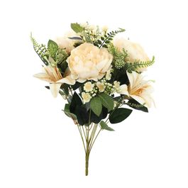BUQUÊ DE PEÔNIAS E LÍRIOS X12 57 CM - CHAMPAGNE