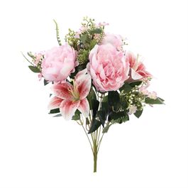 BUQUÊ DE PEÔNIAS E LÍRIOS X12 57 CM - ROSA CLARO