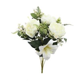 BUQUÊ DE PEÔNIAS E LÍRIOS X12 57 CM - BRANCO