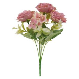 Buque Rosa E Hortênsia X5 31cm - Rosa Velho