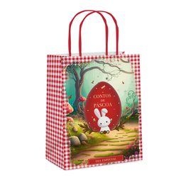 Sacola De Papel Contos De Páscoa Vermelho