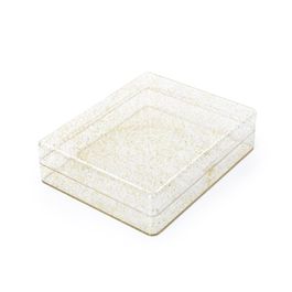 Caixa Acrílico Retangular Transparente Com Glitter Ouro