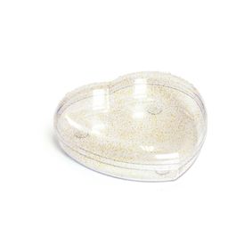 Caixa Acrílico Coração Transparente Com Glitter Ouro