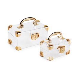 Maleta De Acrílico Liso Ouro