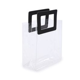 Sacola Pvc Alça Retangular Liso Transparente E Preta