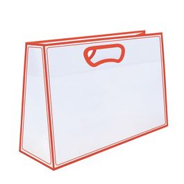 Sacola PP Horizontal Alça Plana Fosca Incolor e Vermelho