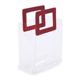 Sacola Pvc Alça Retangular Incolor e Marsala