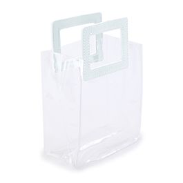 Sacola Pvc Alça Retangular Incolor e Branco