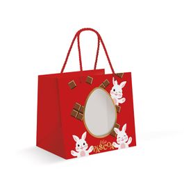 Sacola Premium Para Um Meio Ovo Com Visor Felicita Vermelha