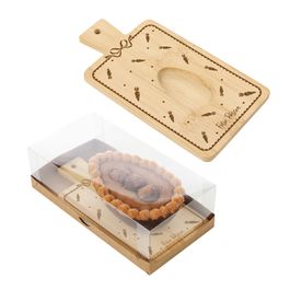 Caixa Para Meio Ovo Com Tábua De Bambu Cenourinhas Pardo
