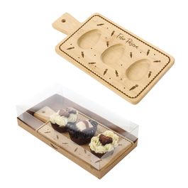 Caixa Para 3 Meio Ovos Com Tábua De Bambu Cenourinhas Pardo