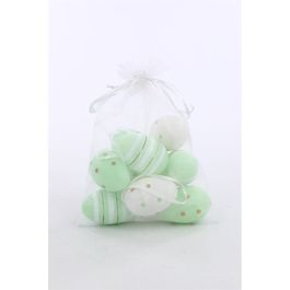 Ovo Decorativo Saco Org Galinha Sortido Cor Verde/Branco Jogo Com 9 Peças (Mini Ovos)