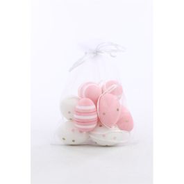 Ovo Decorativo Saco Org Galinha Sortido Cor Rosa/Branco Jogo Com 9 Peças (Mini Ovos)